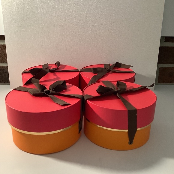 Kate Spade Other - Set of 4 Kate Spade 18” Medium Size Round Gift Box Pink & Orange Brand New